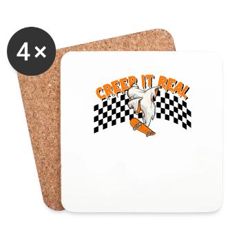 CREEP IT REAL Halloween Ghost - Coasters (set of 4) - white - Front