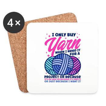 Knitting Fabric Knitting Knitting Gift - Coasters (set of 4) - white - Front