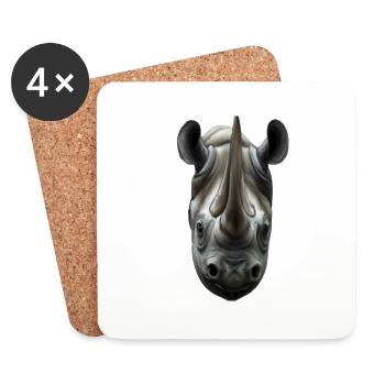 Cute Rhinoceros Rhino - Coasters (set of 4) - white - Front