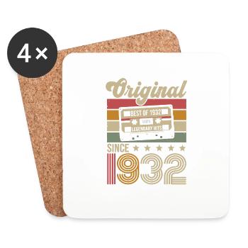 Anniversaire Vintage Idée Cadeau Original 1932 - Dessous de verre (lot de 4) - blanc - Devant