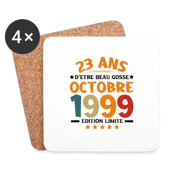 23 d'être beau gosse Octobre 1999 Anniversaire - Dessous de verre (lot de 4) - blanc - Devant