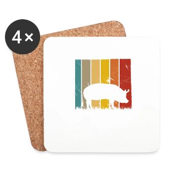 Pig Animal Retro Pet Farm Gift idea - Untersetzer (4er-Set) - Weiß - Vorne