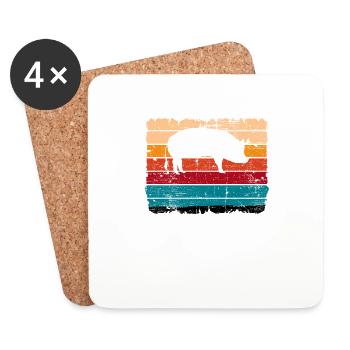 Pig Animal Retro Pet Farm Gift idea - Coasters (set of 4) - white - Front