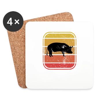 Pig Animal Retro Pet Farm Gift idea - Untersetzer (4er-Set) - Weiß - Vorne