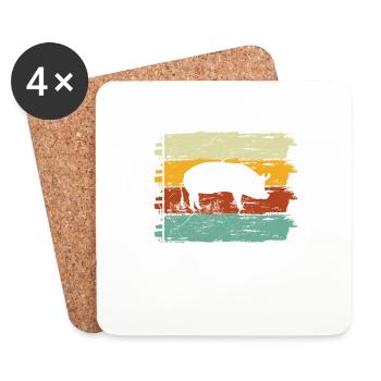 Pig Animal Retro Pet Farm Gift idea - Coasters (set of 4) - white - Front