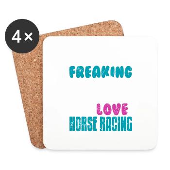 I Just Freaking Love Horse Racing Retro Cool - Untersetzer (4er-Set) - Weiß - Vorne