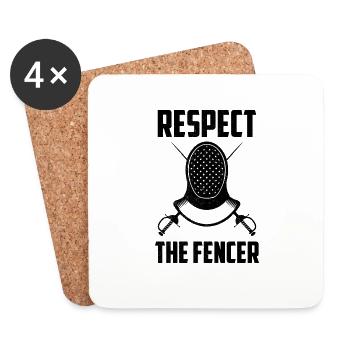 Respect The Fencer Sports Swordsmanship Saber Pun - Coasters (set of 4) - white - Front