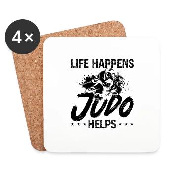 La vie de judo arrive Le judo aide les combattants sportifs karaté - Dessous de verre (lot de 4) - blanc - Devant