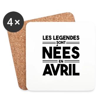 les légendes sont nées en avril - Dessous de verre (lot de 4) - blanc - Devant