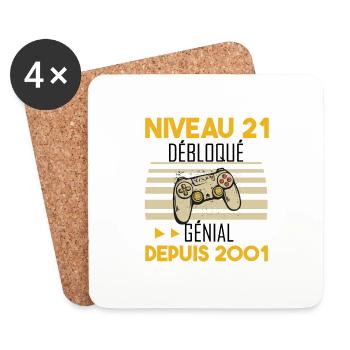 niveau 21 débloqué génial depuis 2001 - Dessous de verre (lot de 4) - blanc - Devant