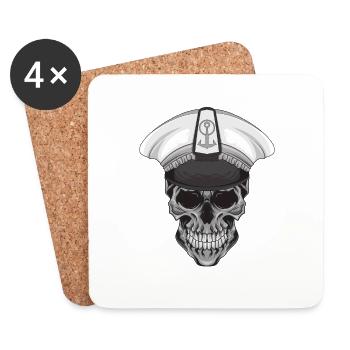 Boot Kapitän Segelboot Motorboot Totenkopf Meer - Untersetzer (4er-Set) - Weiß - Vorne
