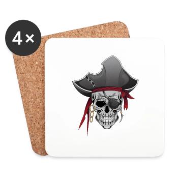 Totenkopf Pirat Piraten Piratenflagge Totenschädel - Untersetzer (4er-Set) - Weiß - Vorne
