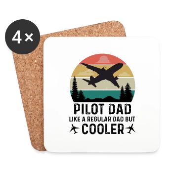 Pilote Avion Planeur Flying Sports Papa Père - Dessous de verre (lot de 4) - blanc - Devant