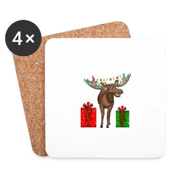 Weihnachten Elch Liebhaber lustig Xmas Rentier - Untersetzer (4er-Set) - Weiß - Vorne