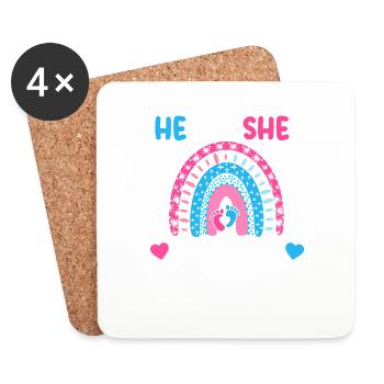 He or she i already love you Gender reveal - Dessous de verre (lot de 4) - blanc - Devant