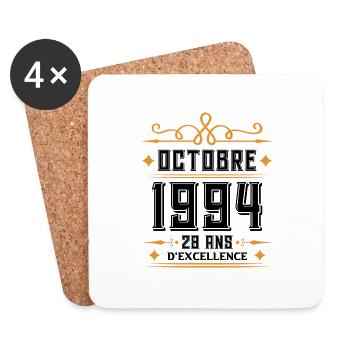 Octobre 1994 28 Ans d'excellence Anniversaire. - Dessous de verre (lot de 4) - blanc - Devant