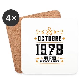 Octobre 1978 44 Ans d'excellence Anniversaire. - Dessous de verre (lot de 4) - blanc - Devant