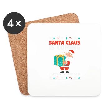 Der Weihnachtsmann kommt Das hat sie gesagt Lustig - Untersetzer (4er-Set) - Weiß - Vorne