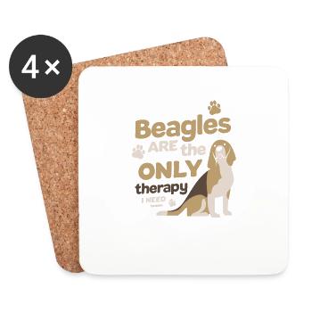 Beagle thérapie drôle dicton pour chiens - Dessous de verre (lot de 4) - blanc - Devant