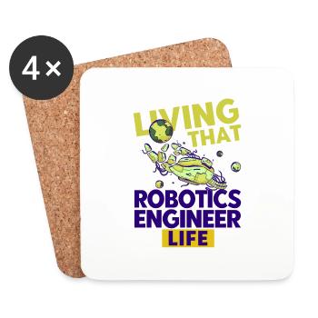 Ingenieur Lehrer Robotik Roboter Geschenk - Untersetzer (4er-Set) - Weiß - Vorne