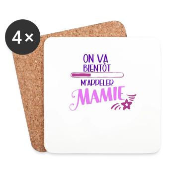 On Va Bientôt M'appeler Mamie Cadeau Fête Mamie - Dessous de verre (lot de 4) - blanc - Devant