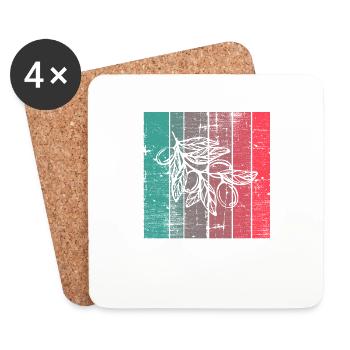 Huile d’olive Retro Vegetarian Idée cadeau - Dessous de verre (lot de 4) - blanc - Devant