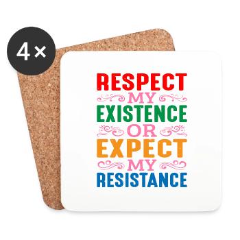 Respect My Existence Or Expect My Resistance 16 - Untersetzer (4er-Set) - Weiß - Vorne