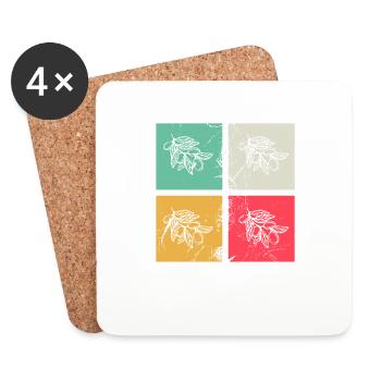 Huile d’olive Retro Vegetarian Idée cadeau - Dessous de verre (lot de 4) - blanc - Devant