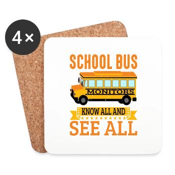 School Bus Monitors, Know All And See All 7 - Untersetzer (4er-Set) - Weiß - Vorne