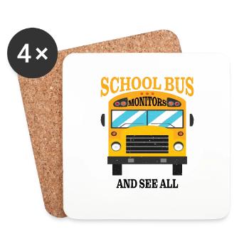 School Bus Monitors, Know All And See All 8 - Untersetzer (4er-Set) - Weiß - Vorne
