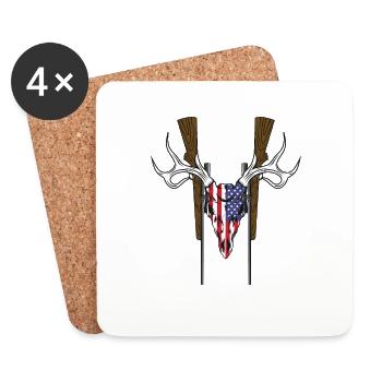Jagen Jäger Hirsch Schießen Jagt USA Hirschgeweih - Untersetzer (4er-Set) - Weiß - Vorne