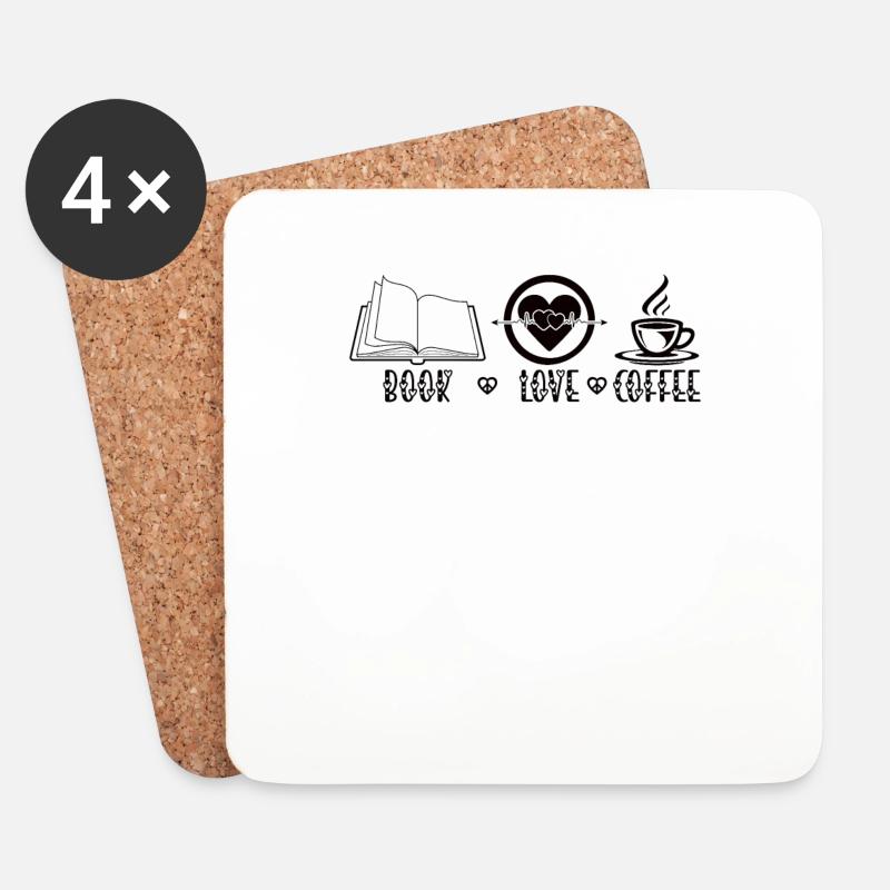 Kaffee und ein Buch Bücher Lesen Tasse - Untersetzer (4er-Set) - Weiß