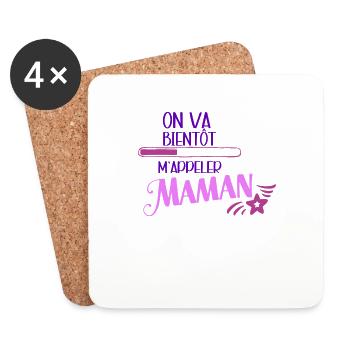 On Va Bientôt M'appeler Maman Cadeau Fête Mères - Dessous de verre (lot de 4) - blanc - Devant