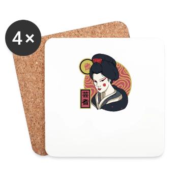 Geisha I Japan Girl Anime Motif pour japonais - Dessous de verre (lot de 4) - blanc - Devant