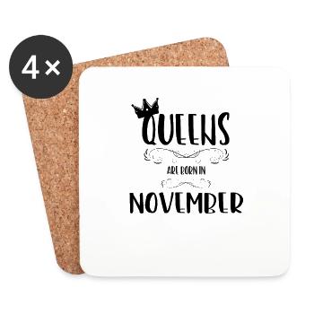 Une reine naît en novembre - Dessous de verre (lot de 4) - blanc - Devant
