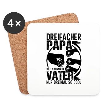 Vatertag Dreifacher Vater Papa hoch 3 Kinder - Untersetzer (4er-Set) - Weiß - Vorne