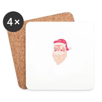 Xmas Weihnachtsmann Lustige Weihnachten So sagen - Untersetzer (4er-Set) - Weiß - Vorne