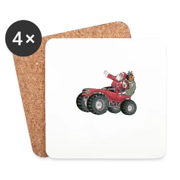 Weihnachten Weihnachtsmann Reiten Monster Truck - Untersetzer (4er-Set) - Weiß - Vorne