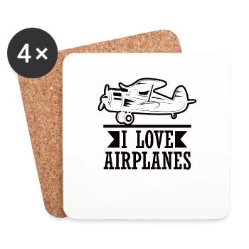 Pilote d’avion volant Sport Idée cadeau - Dessous de verre (lot de 4) - blanc - Devant