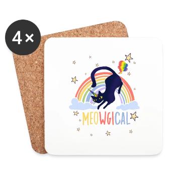 Meowgical Cat Saying pour les fans de Cats Rainbow - Dessous de verre (lot de 4) - blanc - Devant