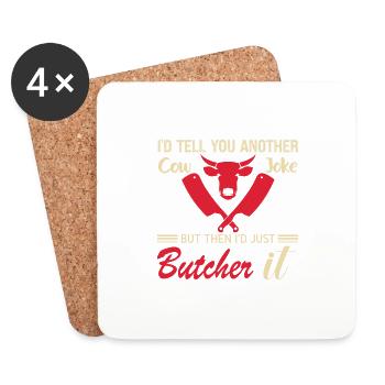Butcher Cadeau Boucher Boucher Maître Boucher - Dessous de verre (lot de 4) - blanc - Devant