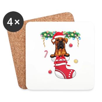 Tosa Inu Dog Lover Christmas - Dog Christmas Stock - Coasters (set of 4) - white - Front