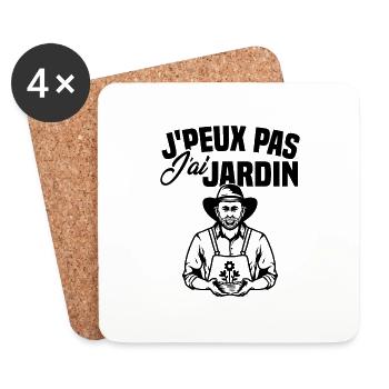 J'peux pas j'ai jardin / Cadeau retrait jardin - Dessous de verre (lot de 4) - blanc - Devant