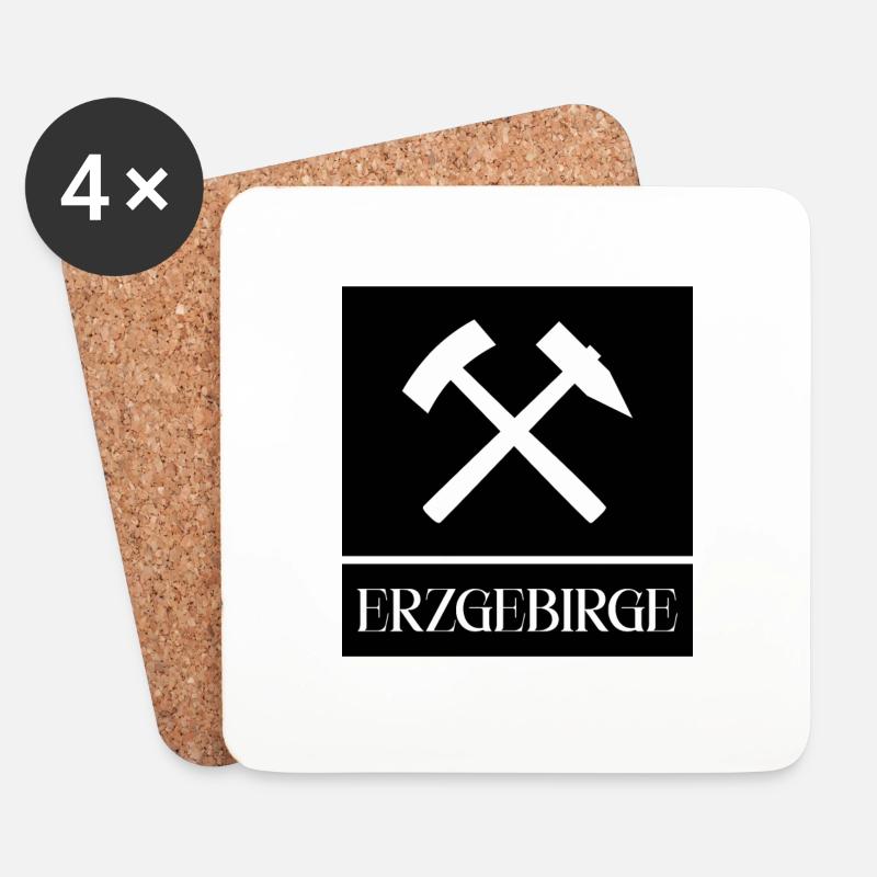 Erzgebirge Bergbau - Untersetzer (4er-Set) - Weiß