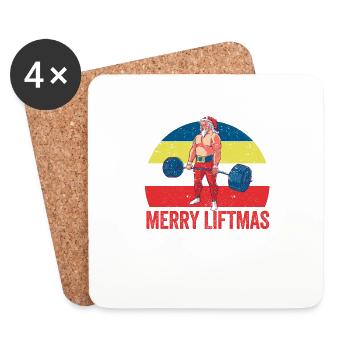Raise Christmas Santa Claus Gym Workout Xmas - Coasters (set of 4) - white - Front