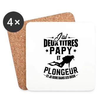 Papy et Plongeur - Dessous de verre (lot de 4) - blanc - Devant