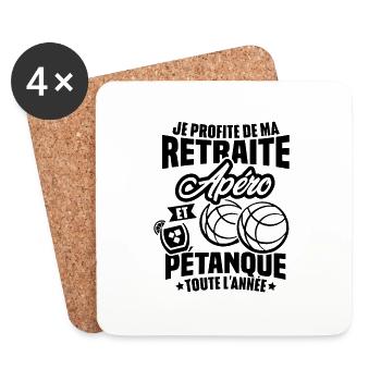 Je profite de ma retraite apéro et pétanque - Dessous de verre (lot de 4) - blanc - Devant