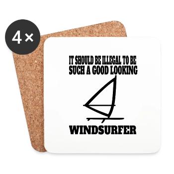 Windsurfer Cadeau Planche à voile Surf Kitesurfer - Dessous de verre (lot de 4) - blanc - Devant
