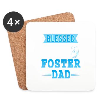 Blessed To Be Called Foster Dad Retro Awesome - Untersetzer (4er-Set) - Weiß - Vorne
