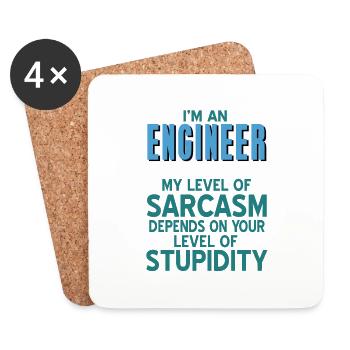 I'm An Engineer Funny Level Of Sarcasm T-Shirt - Coasters (set of 4) - white - Front